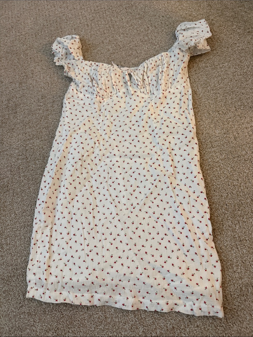 Princess Polly White Mini Dress with Red Floral Detail